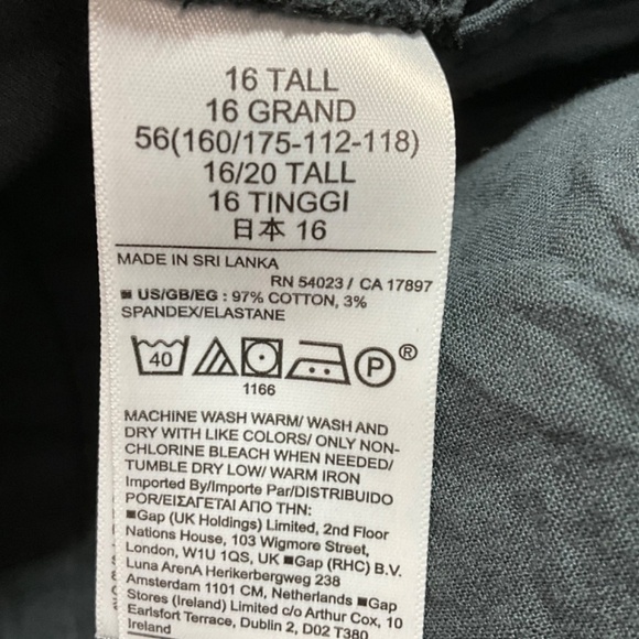 GAP Cotton Black Straight Up Khaki Trousers Side & Back Pockets US Sz 16 Tall - Picture 9 of 9